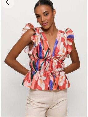 Anthropologie HUTCH Flutter-Sleeve Tie-Front Blouse